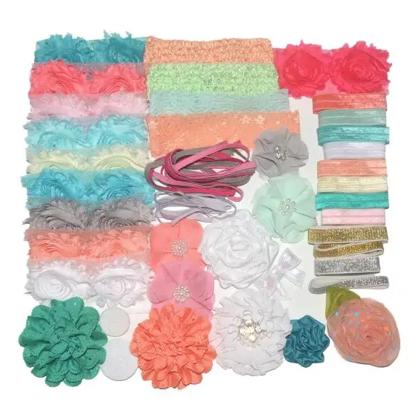 DIY Baby Kids Headband Making Kit Blue Pink Red Flower Headwear Vintage Floral Hairbands Party Gift Accessories |