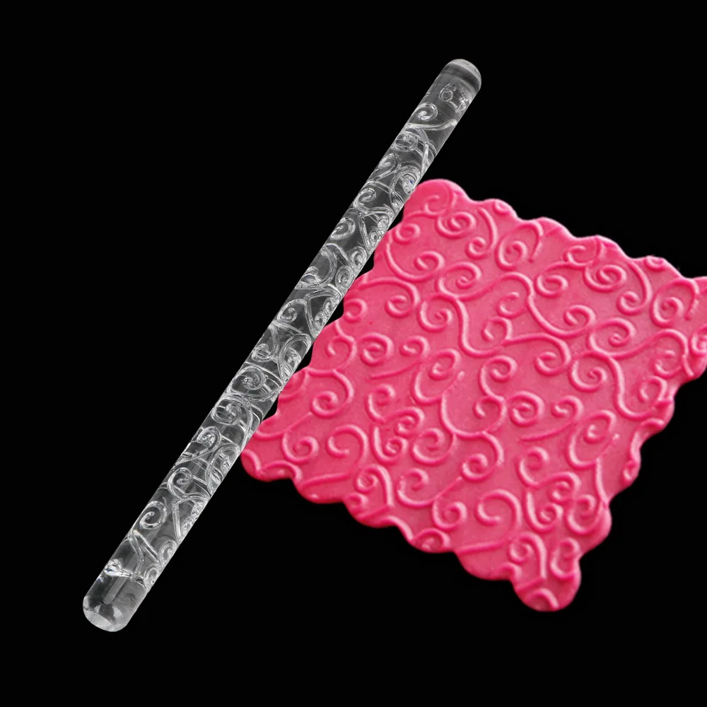 

NICEYARD Acrylic Embossing Rolling Pin Fondant Cake Rolling Pin Sugar Craft Pastry Roller Cooking Tools Baking Decorating Tools