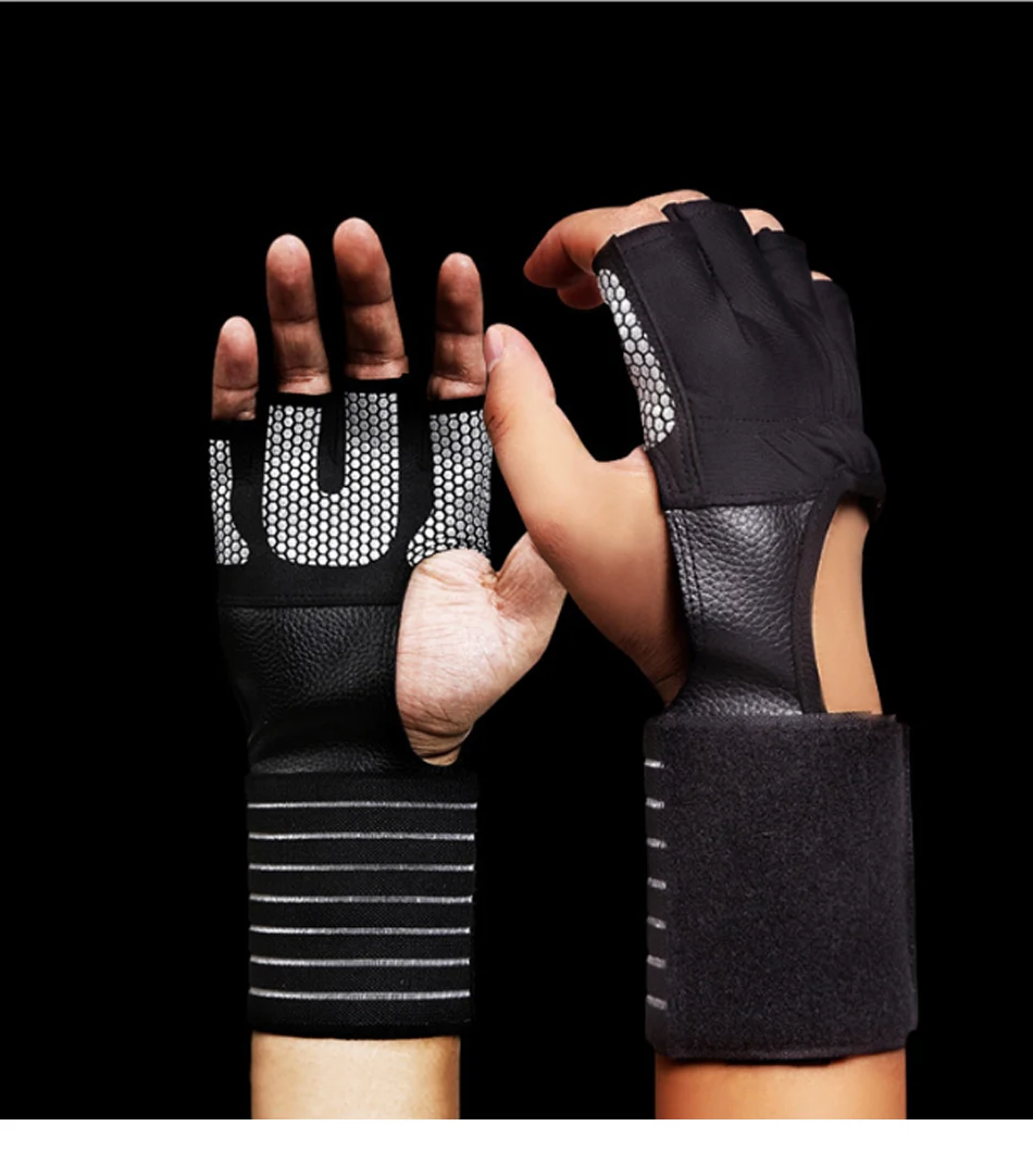 REXCHI Кроссфит тренажерный зал фитнес перчатки регулируемые четыре половина пальца для женщин мужчин тренировки для тяжелой атлетики, бодибилдинга рука протектор