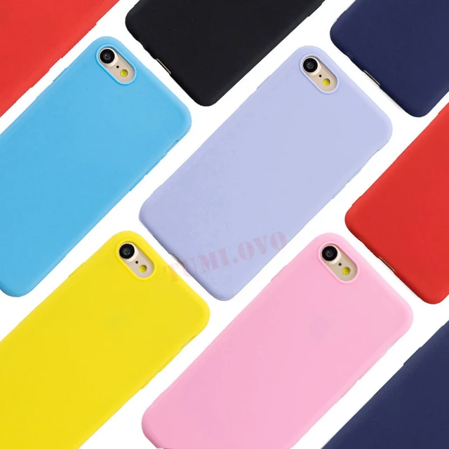 Funda de teléfono de Color Macaron caramelo para iPhone 5, 5S, 6S, 7, 8 Plus, Funda de silicona suave para iPhone 7, 8, Plus, 6S Plus - AliExpress