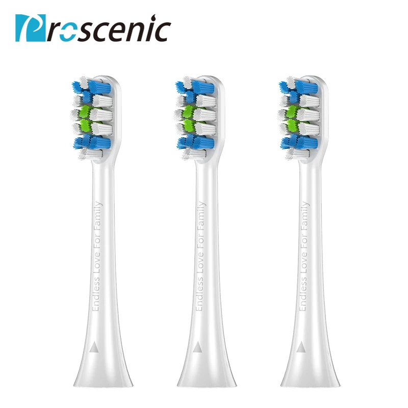 3 шт Сменная головка зубной щетки для Proscenic электрическая зубная щетка(черная или белая) большая - Цвет: Слоновая кость