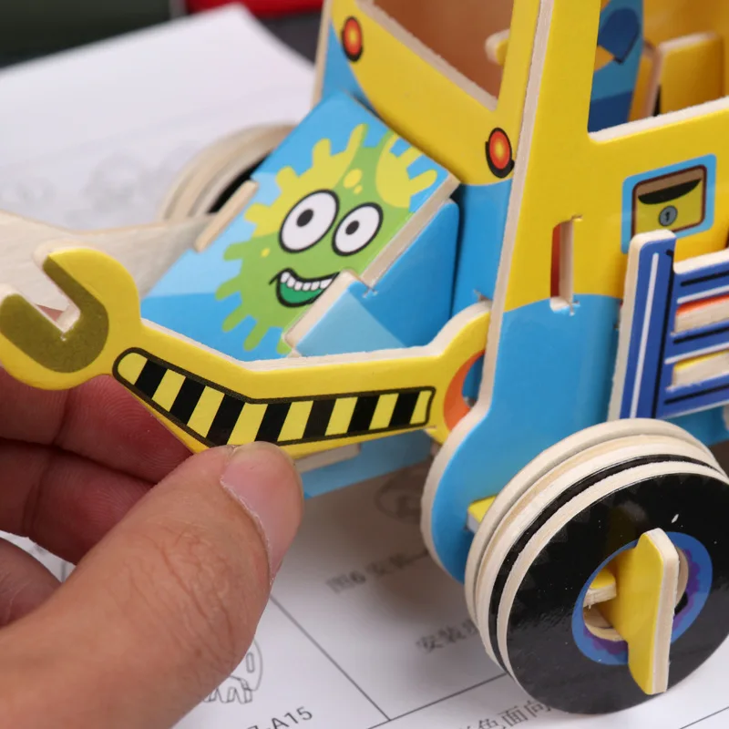 Деревянная детская игрушка DIY деревянная головоломка модель транспортного средства строительство головоломка игра сборка Обучающие игрушки, подарки для детей