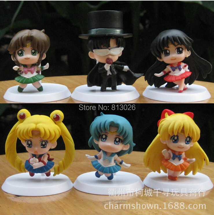 

Q Version Sailor Moon Mars Mercury Jupiter Venus Action Figure PVC Collection figures toys for christmas gift brinquedos