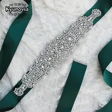 Kyunovia женский свадебный пояс, стразы, атласные свадебные Ремни, вечерние, для невесты, подружки невесты, пояс, платье с поясом FB21