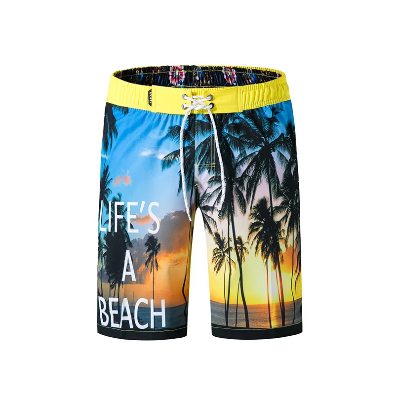Горячие шорты с принтом летняя пляжная одежда быстросохнущая повязка удобные купальные костюмы мужские купальники для плавания - Цвет: 23-yellow