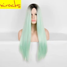 Xi.Rocks Straight Wig Long Green Hair Synthetic Ombre Wig Female Hair Woman Wigs For White Black Woman Natural Hair Cosplay Wigs Xi.Rocks Straight Wig Long Green Hair Synthetic Ombre Wig Female Hair Woman Wigs For White Black Woman Natural Hair Cosplay Wigs