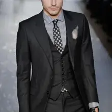 Максимумом нагрудные Мода Терно Masculino костюм Homme Высокое качество; для свадьбы Для мужчин костюмы последние Дизайн черный(куртка брюки жилет галстук