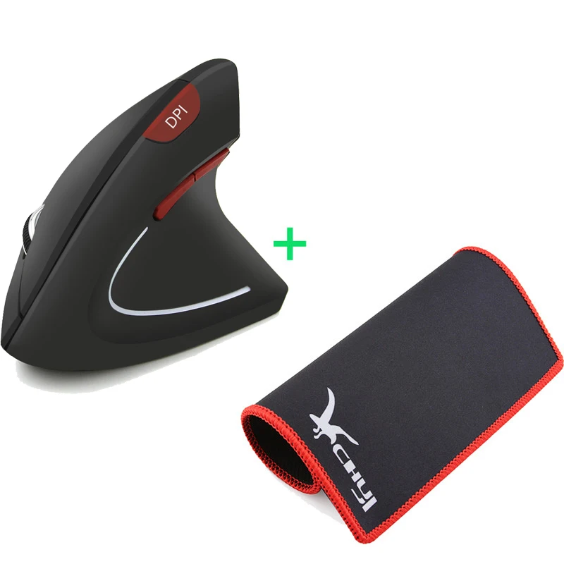 Беспроводная Вертикальная мышь, эргономичная компьютерная мышь, левая рука, Портативная оптическая USB мышь с ковриком для мыши, для ПК, ноутбука, ноутбука - Цвет: Right Mice with pad