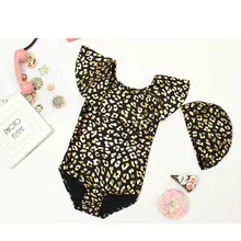 Детская одежда кружевное платье для маленьких девочек с леопардовым принтом Ruflle Цельный купальник; детский купальник принцессы ванный комплект костюм Костюмы YZ19063