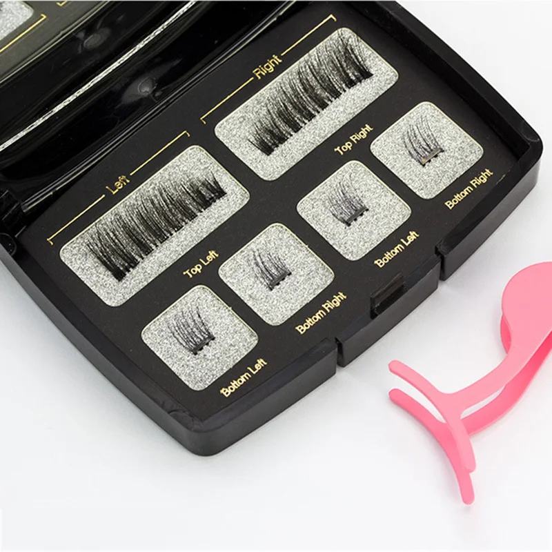 Handmade sem Cola com Cílios Natural Magnético Falso Cílios Extensão Reutilizável Aplicador 6 Pçs - Set 7 Cílios postiços