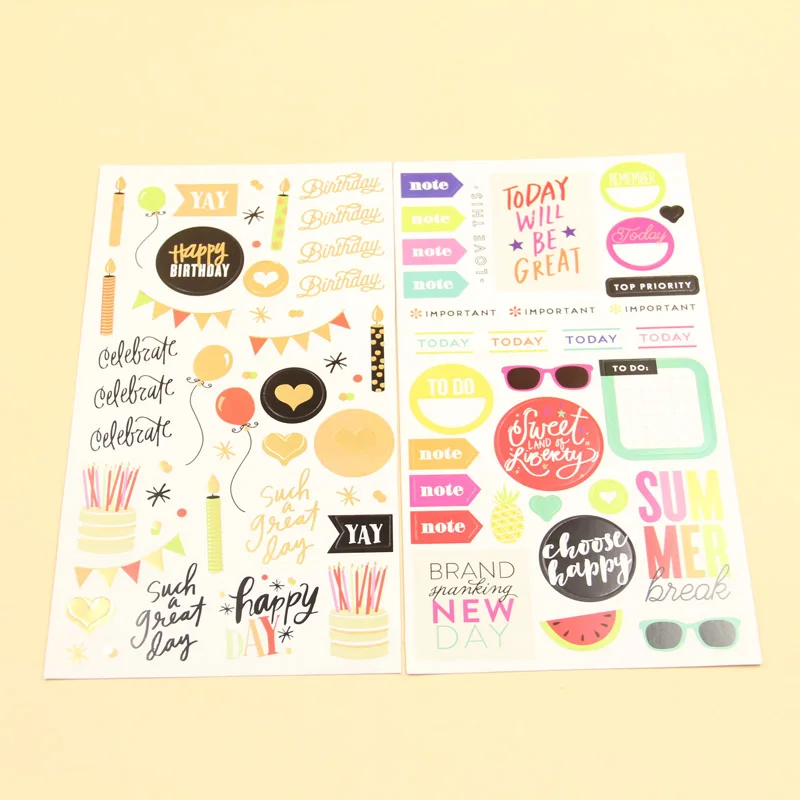 KLJUYP 6 листов с днем рождения самоклеящиеся бумажные наклейки для скрапбукинга Happy planner/изготовление открыток/Журнал проекта