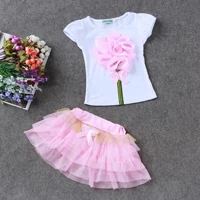Casual-clothing-set-2-pieces-T-shirts-short-skirts-with-red-flower-outerwear-and-outdoor-for