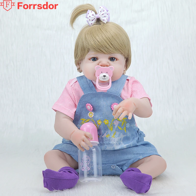 Forrsdor 57 см мягкая силиконовая кукла в поясе брюки bebe reborn corpo de Silicone inteiro realista