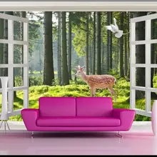 Пользовательские фото обои 3d фрески обои для стен 3 d деревенская Фреска ТВ установка стены окна деревья обои для декора спальни