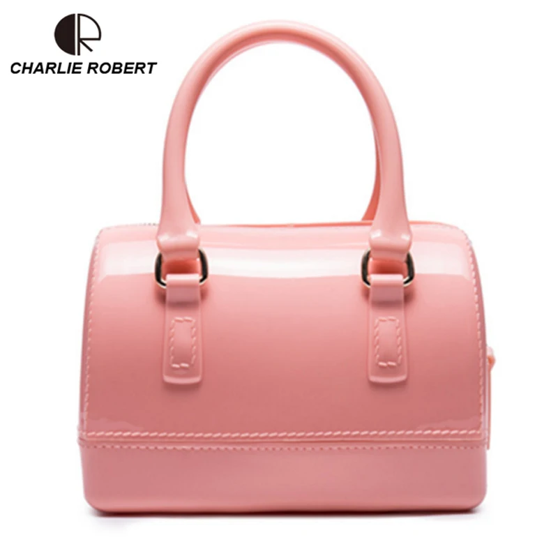 

Mini Boston Bag Summer Lovely Jelly Silicone Bag Candy Color PVC Women Handbag Boutique Crossbody Bag Femenino Bolso BH1090