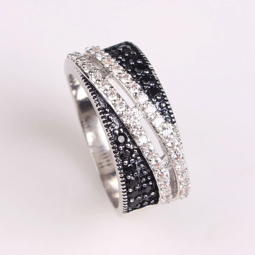 Buy 2017 women black zirconia wedding ring lady