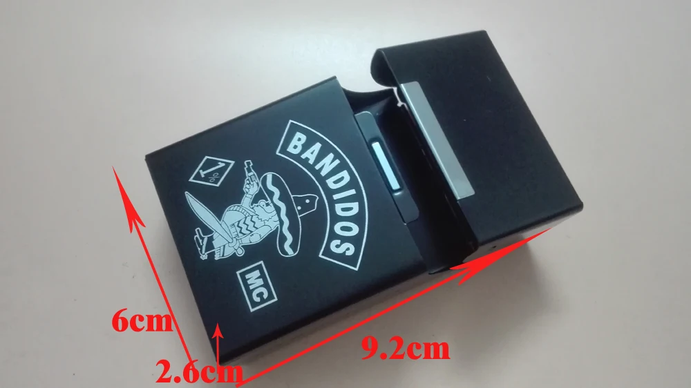 

New Arrived Motorcycle Biker Cigarette Case of 20pcs smoking gift accessories for Bandidos MC Cigarette Case Box