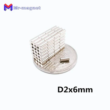 

Anti-rust magnet 200pcs 2x6 mm Super Strong Rare Earth Magnet peche aimant Neodymium Fridge 2x6mm d2*6mm suppressor magnet