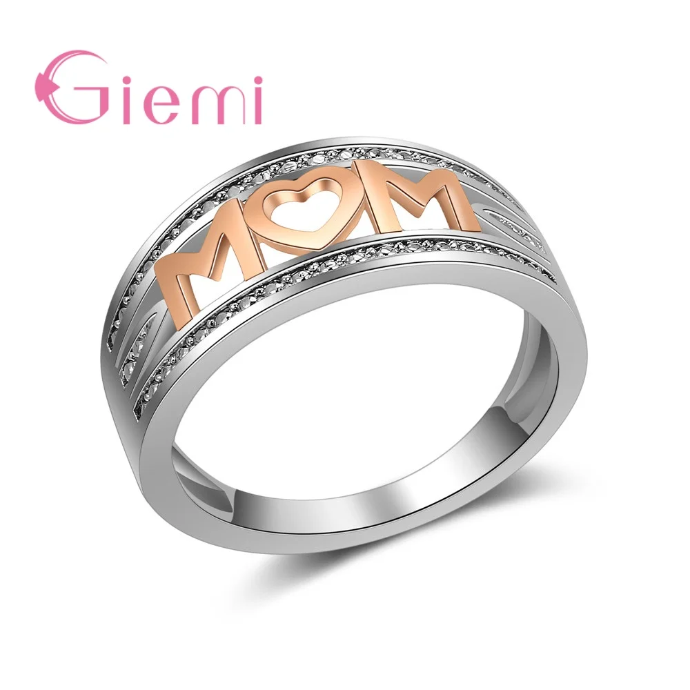

Handmade Classic Beautiful Fashion Jewelry 925 Sterling Silver Hollow Letter MOM Ring For Women Best Mother's Day Gift