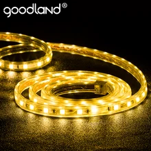Goodland светодиодная лента света AC 220 В SMD 5050 Гибкие светодиодные Клейкие ленты 60leds/м лента для Гостиная 1 м 2 м 3 м 4 м 5 м 10 м 12 м 15 м 20 м