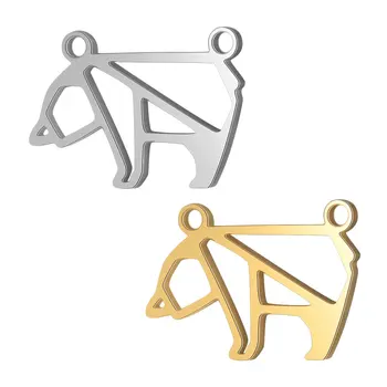 

5pcs/lot 100% Stainless Steel Hollow Bear Connector Charm Pendant Wholesale DIY Charm Pendants for Necklace Bracelet