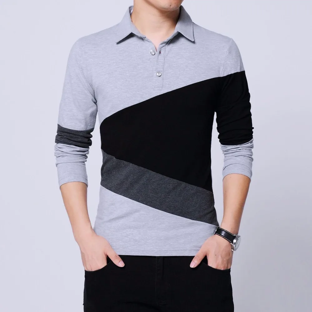 

ARCSINX Polo Shirt Men Plus Size Brand Men's Clothing Big Size Men Polo Shirt 5XL 4XL 3XL Patchowrk Long Sleeve Mens Polo Shirts