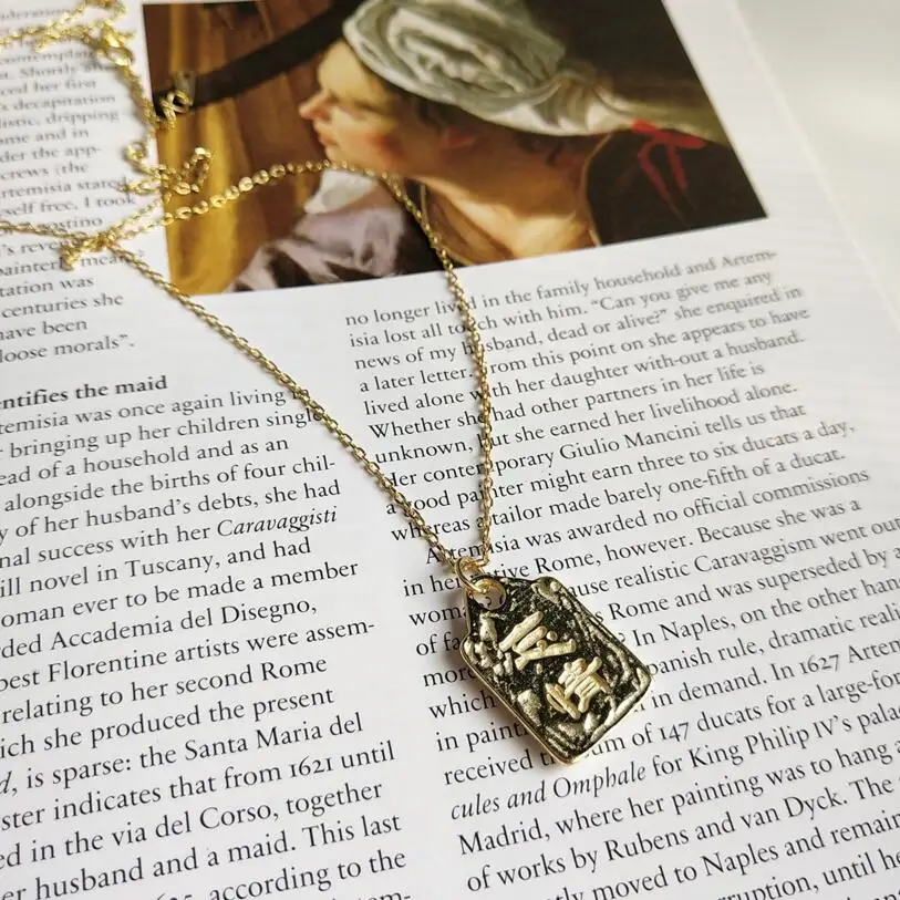 925 пробы Серебряное абстрактное Ожерелье Портрет Золотая квадратная китайская Подвеска со словами ожерелье для женщин талисманы серебро-ювелирное изделие подарок