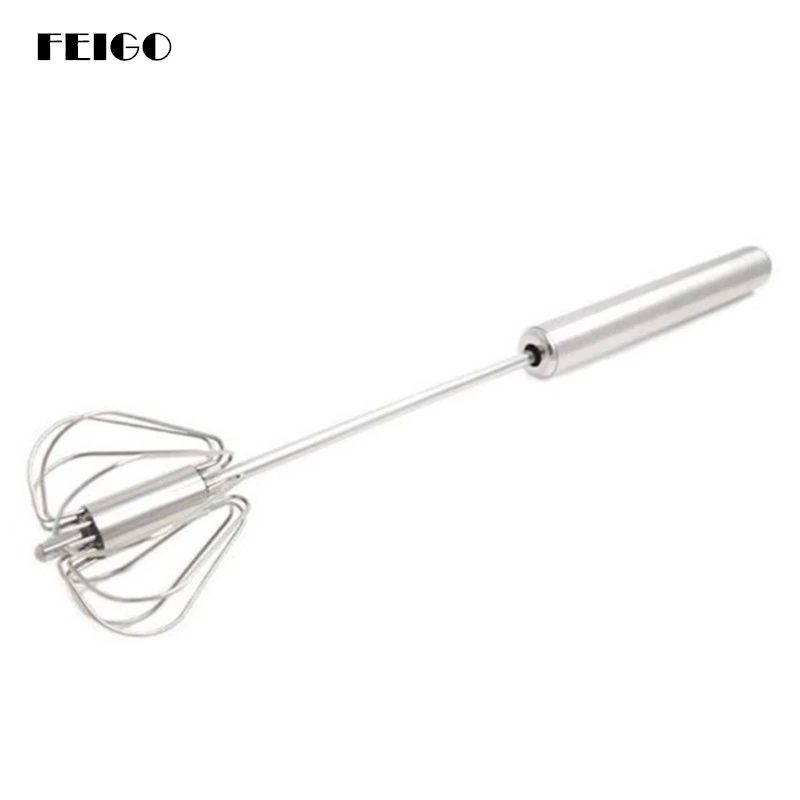 

FEIGO 1Pcs Stainless Steel Egg Beater Home Eggs Semi-Automatic Manual Rotary Egg Beater Cream Mixer Kitchen Accessories F1278