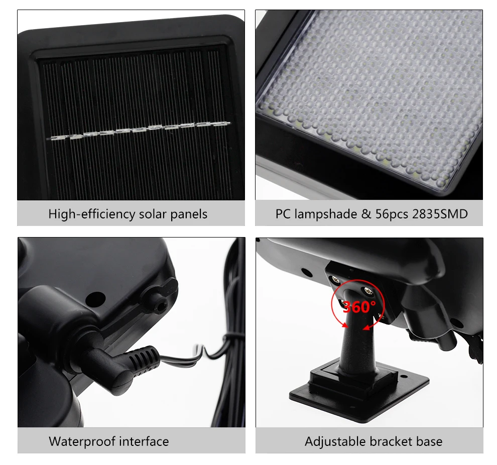 Светодиодный светильник для крыльца 56 светодиодный открытый Солнечный настенный светильник PIR датчик движения Солнечная лампа водонепроницаемый инфракрасный датчик садовый светильник