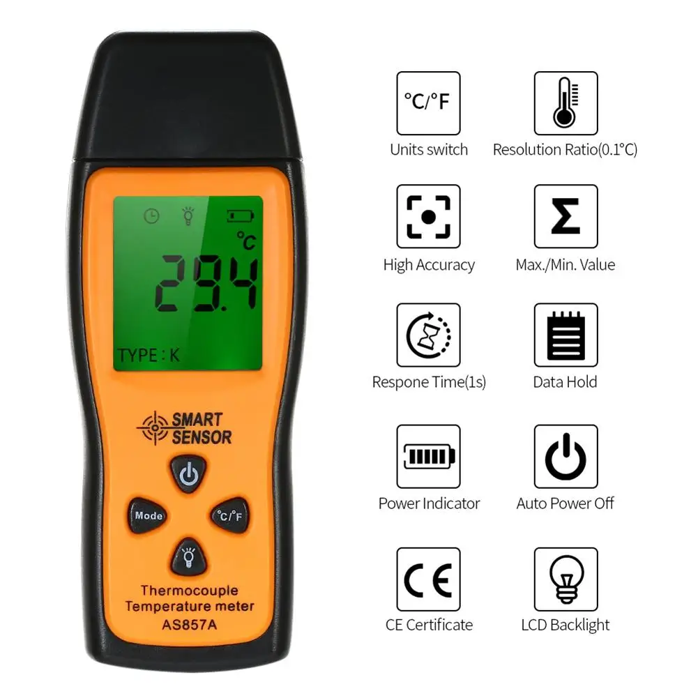 

Handheld Thermocouple Sensor K-type LCD Digital Thermometer Temperature Meter
