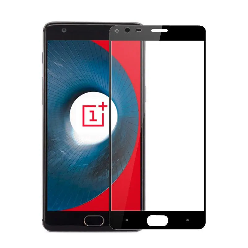 Oneplus 3 خفف من الزجاج الأصلي oneplus 3 طن واقي للشاشة oneplus 3 طن الزجاج غطاء كامل أبيض أسود اكسسوارات 5.5 بوصة