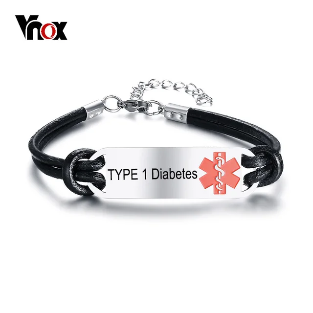 Vnox Type 1 Diabetes Disease Name Bracelet For Men Women Free Vnox Type 1 Diabetes Disease Name Bracelet For Men Women Free Engraving Customized Medical Alert Id