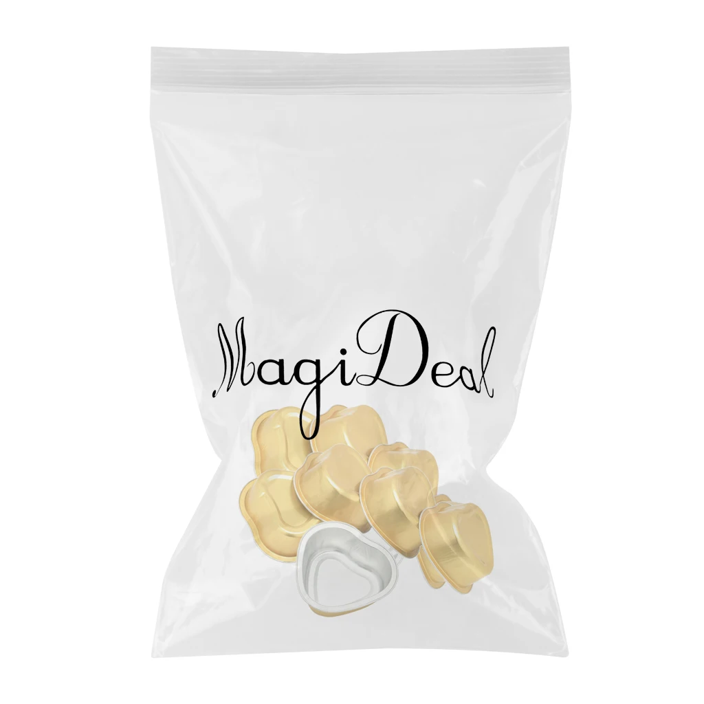10 Pieces Gold Heart-Shaped Aluminum Foil Melting Hair Remove Wax Small Bowl Bean Depilatory Cream Bowl Waxing Pellet New