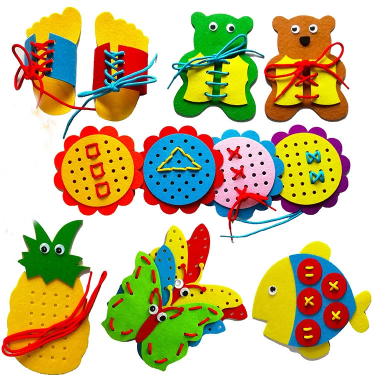 Teaching Kindergarten Manual Diy Weave Cloth Early Learning Education Toys Montessori Teaching Aids Tying Shoelaces Math Toys