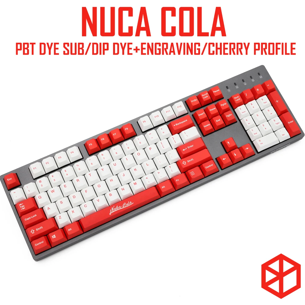Nuca Cola Fallout Вишневый профиль Keycap набор толстый PBT белый красный лазерный травленый