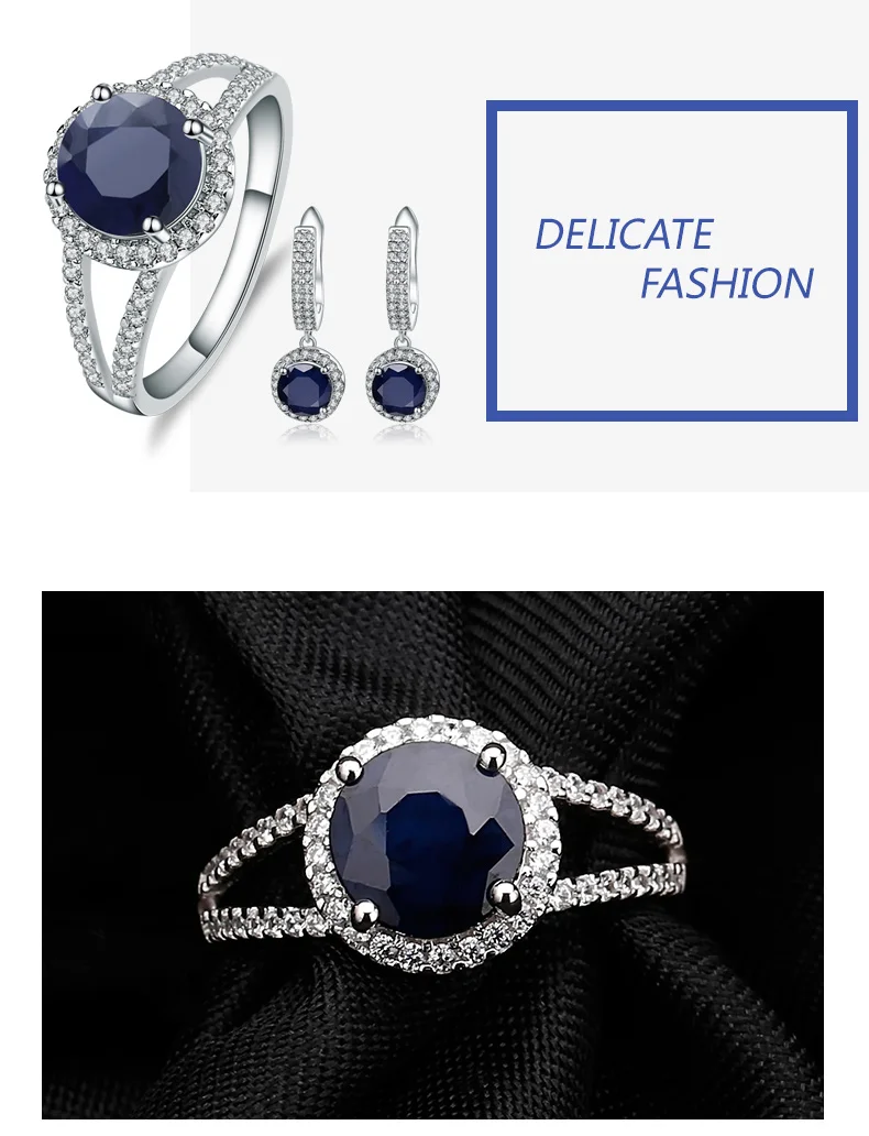 Женские серьги-кольца из 925 пробы серебра, свадебные серьги с натуральным синим сапфиром, винтажный комплект ювелирных изделий