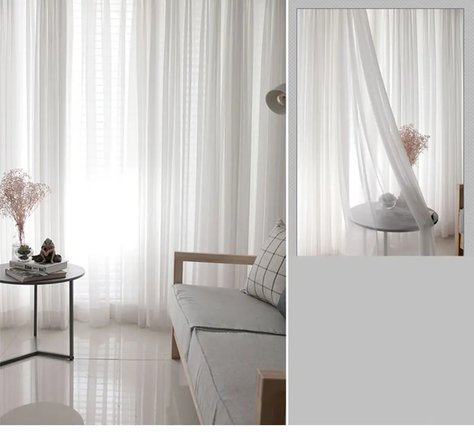 Modern Solid Tulle Window Curtains for Living Room Bedroom Curtain For Chiffon Sheer Voile Curtains for Window Screening Drapes