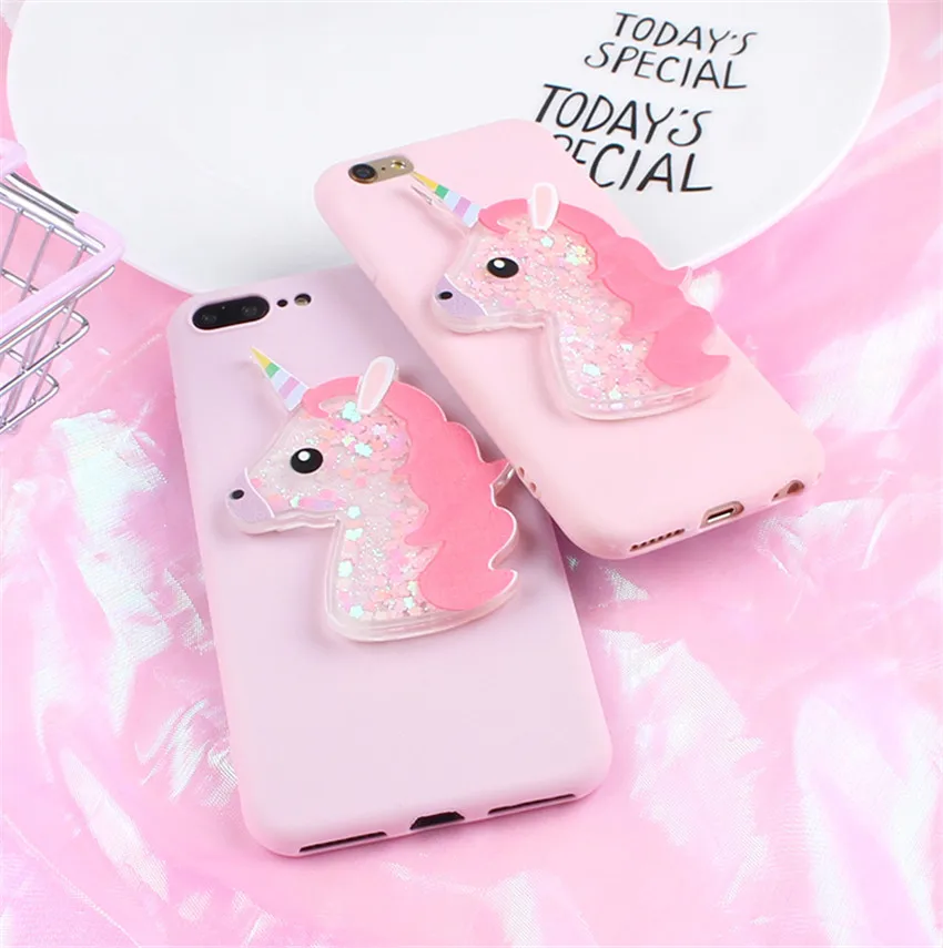 Cute Candy Color Bling Liquid Dynamic Unicorn Cartoon Case ForFor iPhone 5 5S SE 6 6Plus 7 8Plus X For 6S |