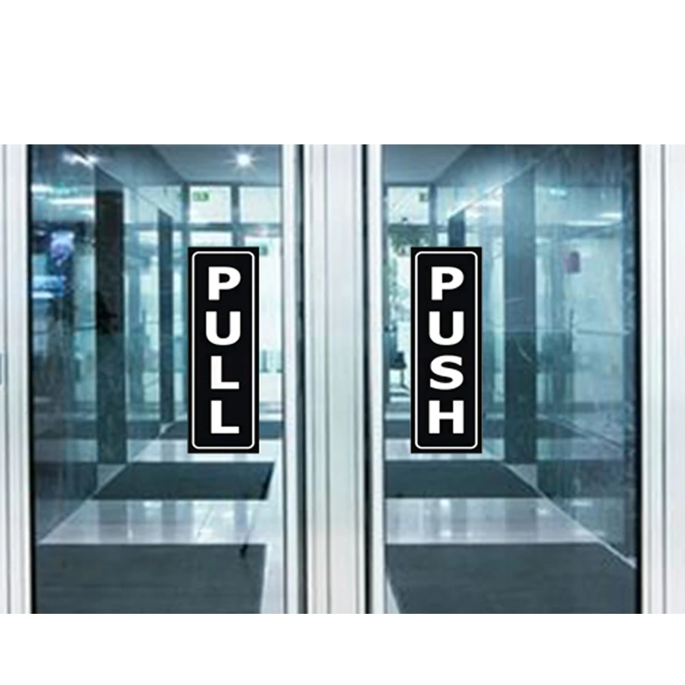 

1 Pair Push And Pull Durable Waterproof Removable OPEN Sign Outdoor Home Self Adhesive PVC Indoor Office Door Sticker Easy Apply