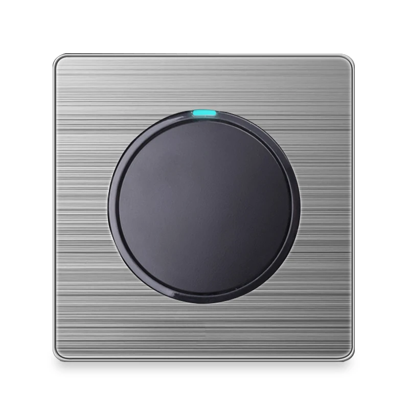 

Wholesale Luxurious Wall Light Switch Random Click Push Button With LED Indicator 1 Gang 2 Way AC 110~250V Stainless Steel panel