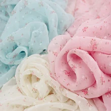 Горячая печатная шифоновая ткань маленькая Добби шифоновая ткань с цветами для платья шириной 150 см, 5 м/лот