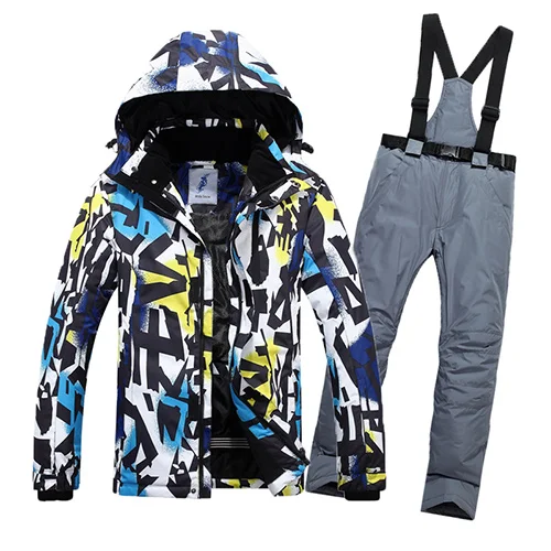 Зимний лыжный костюм для мужчин, лыжный мужской комплект одежды, уличная теплая водонепроницаемая куртка для мужчин, лыжный костюм, мужская куртка для сноуборда - Цвет: color 02