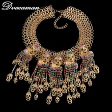 Nueva Llegada Colored Skulls Colgante Collares Babero Gargantilla Cristal Collar 2015 collares para las mujeres KM32006
