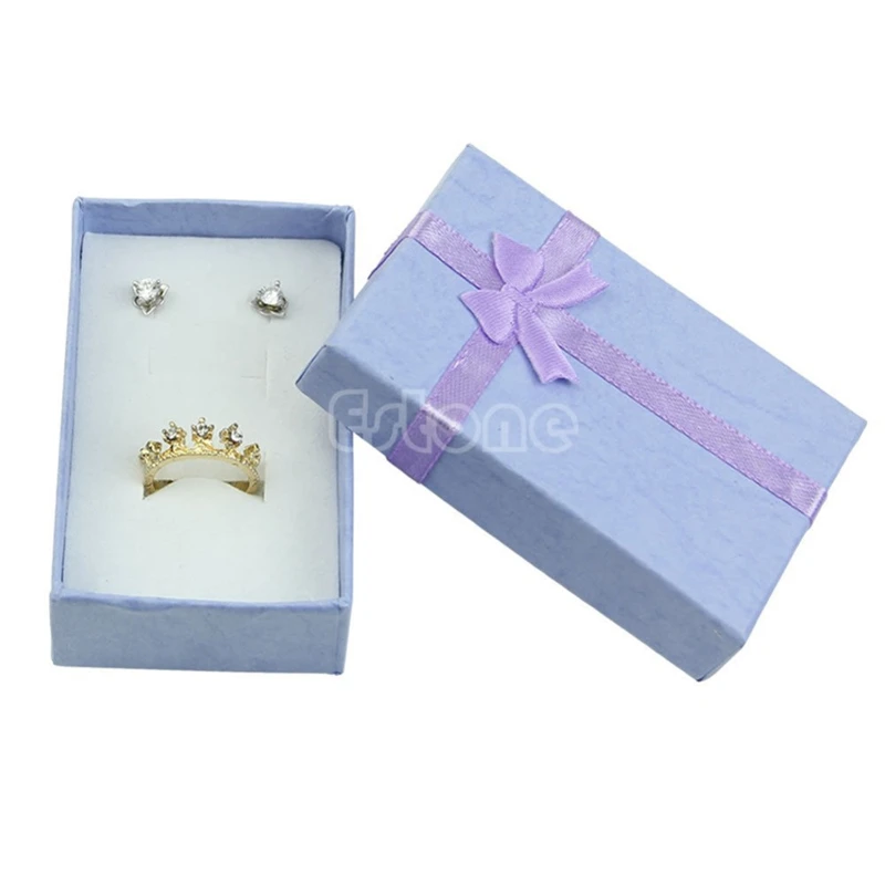JAVRICK Ювелирные наборы упаковка картонная новая Прямоугольная форма кольцо коробочка с бантиком кольца серьги, ожерелья ювелирный чехол