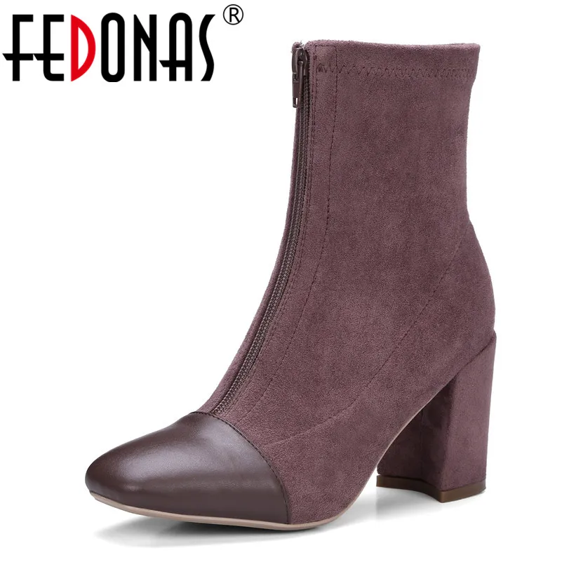 

FEDONAS New Women High Heels Martin Shoes Woman Fashion Wedding Party Prom Pumps Autumn Winter Long Stretch Ankle Boots