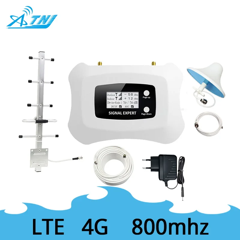 

ATNJ Smart LTE 4G 800mhz Mobile signal booster 4g repeater LTE 4g cellular signal Amplificador with Yagi +Ceiling antenna kit