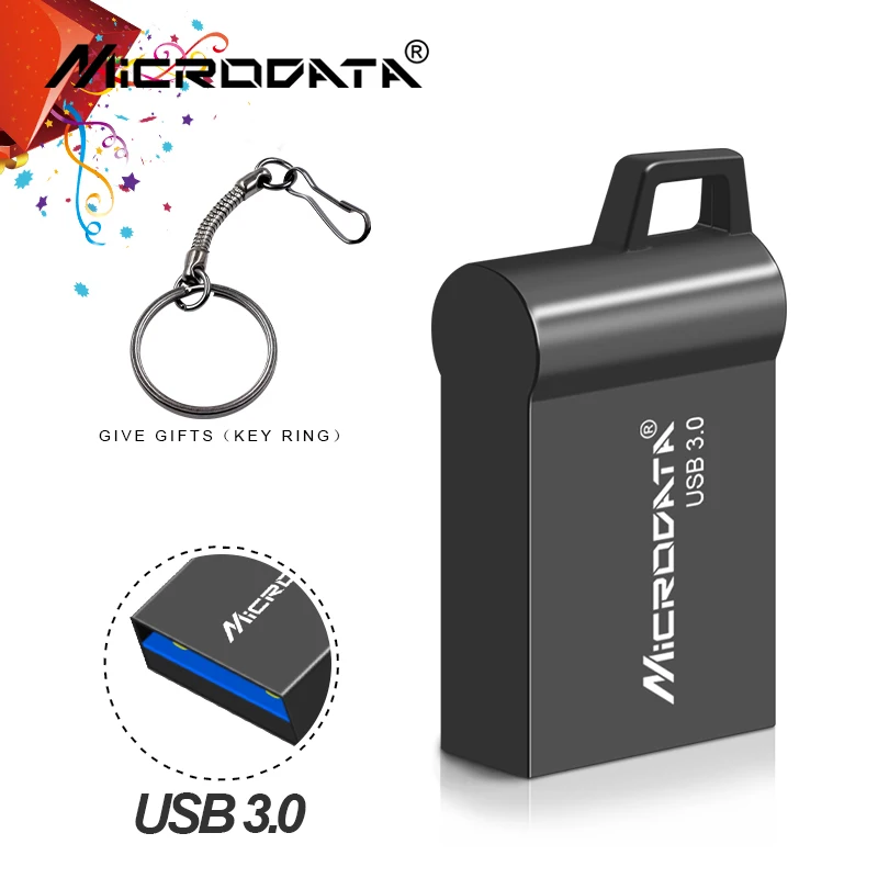 Ультра мини USB 3,0 флеш-накопитель 16 ГБ 32 ГБ usb флеш-накопитель 64 ГБ 128 ГБ Флешка meatl memoria usb флешка с кольцом для ключей