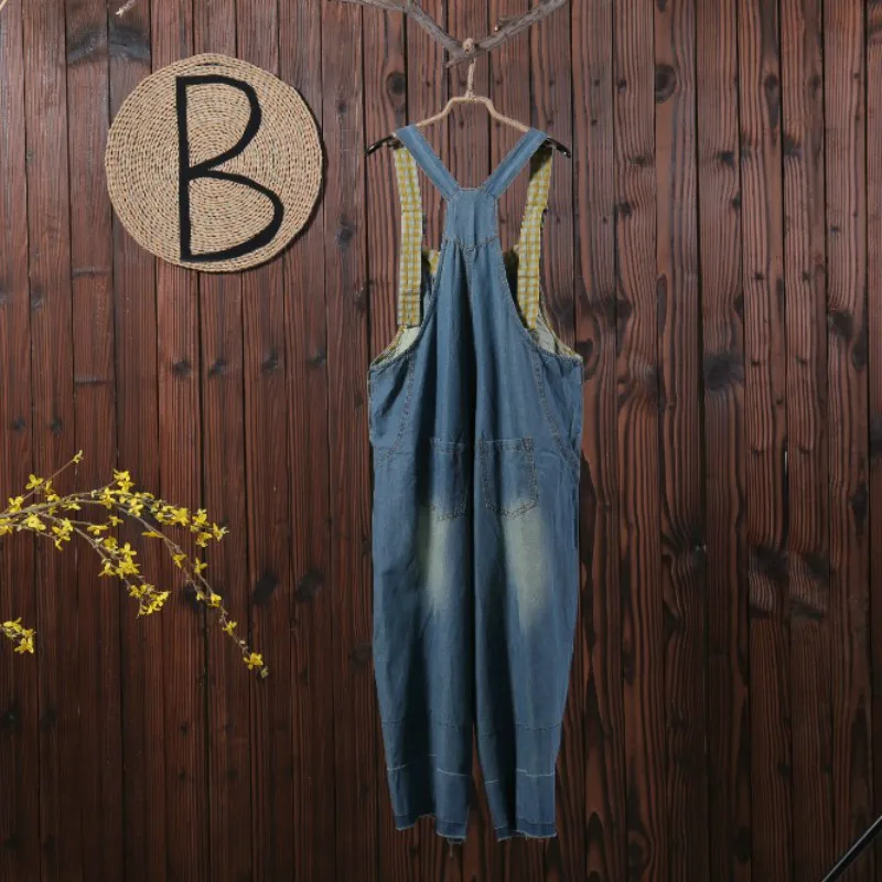Embroidered Jumpsuit Women Casual Loose Fit Female Rompers Light Blue Summer Commuter Denim Jumpsuits Ankle Length (8)