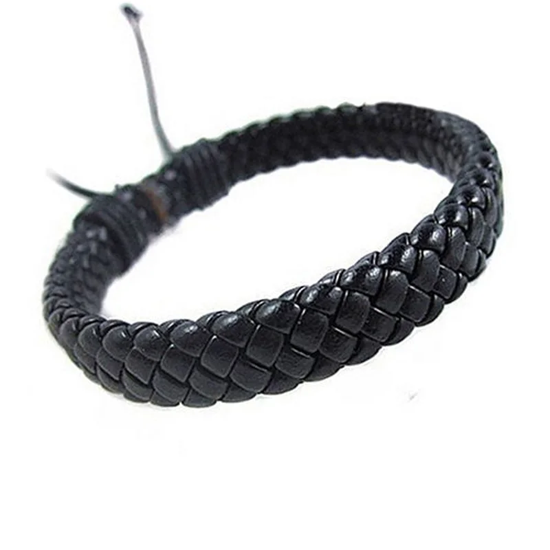 Fashion Mens Womens Braided Faux Leather Bracelet Wristband Unisex Gifts
