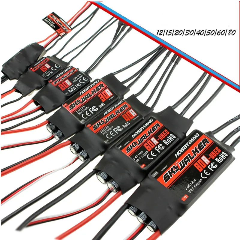 

Hobbywing Skywalker 12A 15A 20A 30A 40A 50A 60A 80A Brushless ESC Speed Controller W/ UBEC For RC Airplane Helicopter FPV Accs